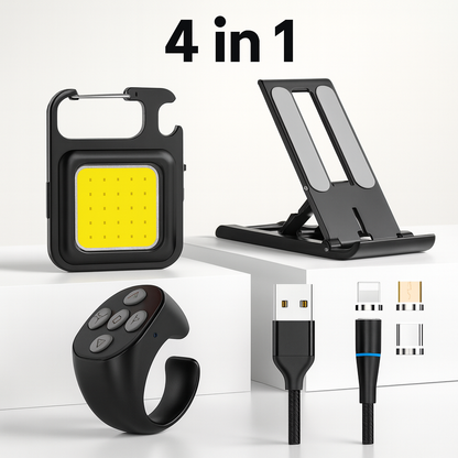 4-in-1 Phone Power Bundle – Charge, Film & Light Anywhere