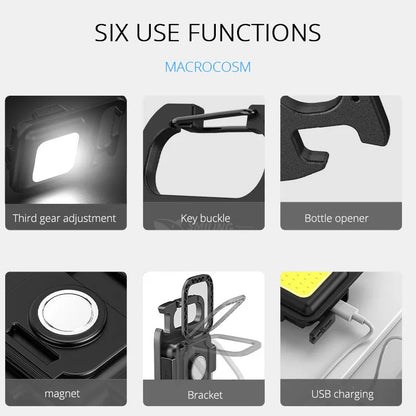 Mini COB Keychain Flashlight – 6-in-1 Ultra-Bright Pocket Light